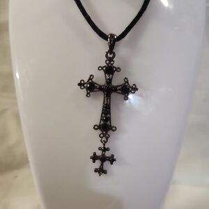 Elegant Black Cross Pendant Necklace